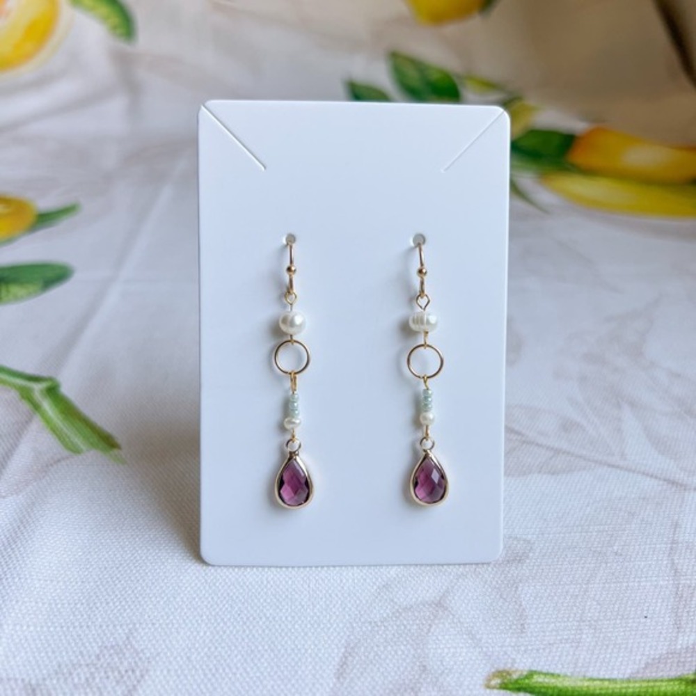Garnet Wine Red Mint Freshwater Pearl Casual Fun Mint O Ring Mini Hoop Earrings